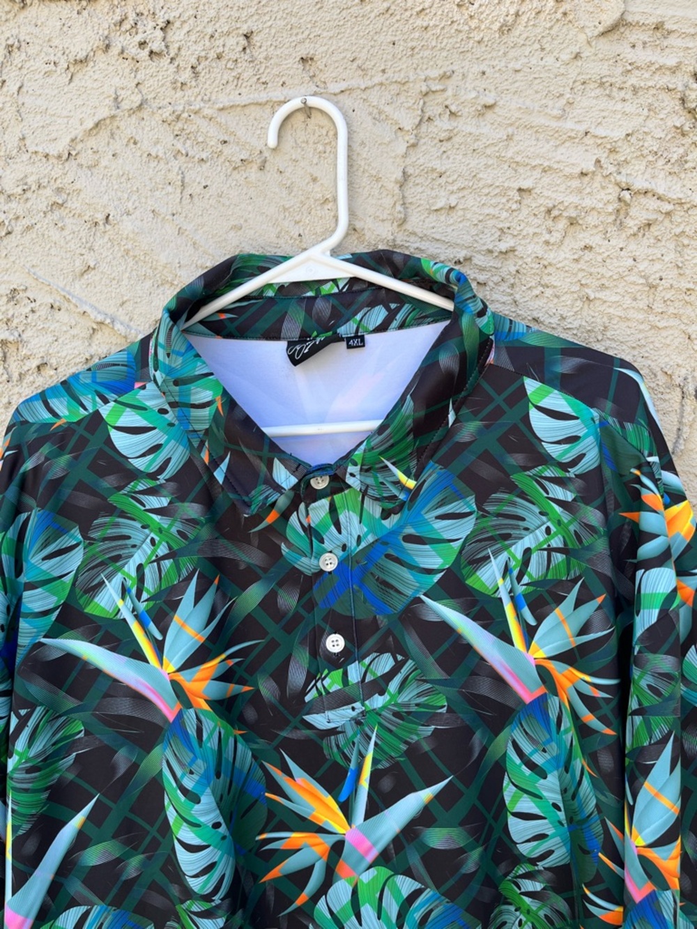 Sunday Swagger Polo Shirt Men 4XL Multicolor Birds of Paradise Golf Performanc